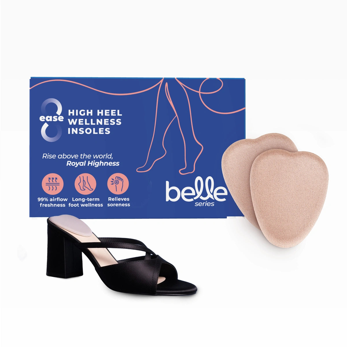 Belle HighHeel heel pads pack with black block heels