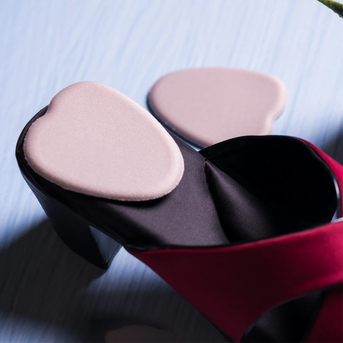 Close-up of a Belle HighHeel heel pad for high heels fitted inside a black heel