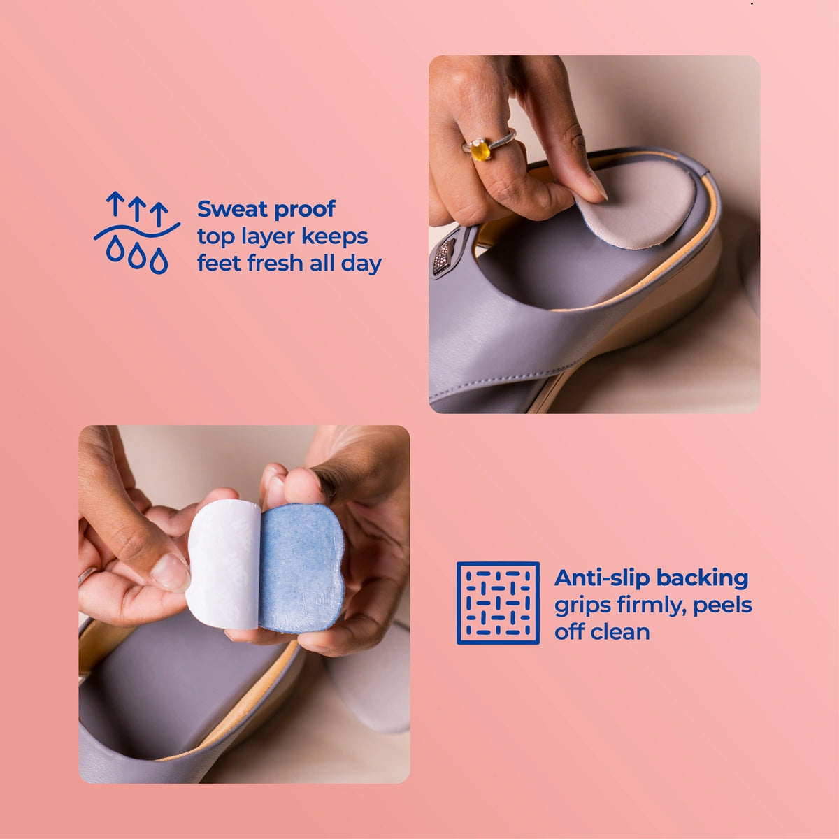 Belle HighHeel heel pads for high heels, sweat-proof and anti-slip surface callouts