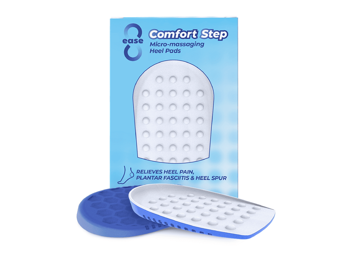 8ease ComfortStep heel pads for heel pain, blue micro-massage heel cushions